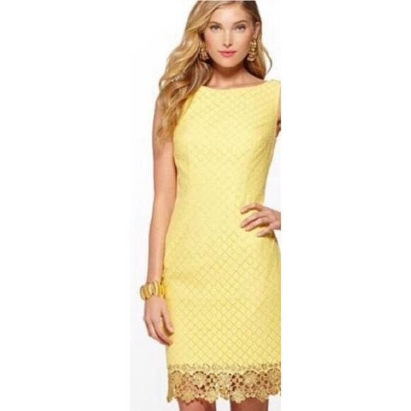 Lilly‎ Pulitzer Dawson Dress Starfruit Yellow Dot Dot Dot Lace Size 4 - Picture 1 of 9